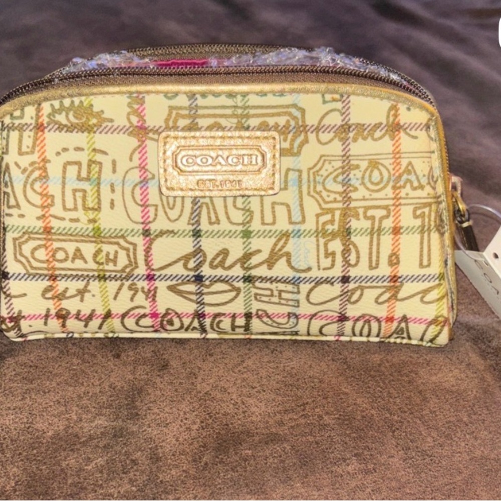 Coach 🆕 y2k tatterstail graffiti gold Coated Canvas Cosmetic Pouch limited rare - Picture 6 of 6